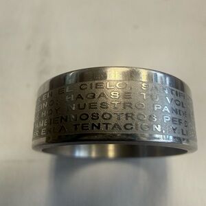 Men's Silver Engraved Stainless Steel Ring - Unbranded